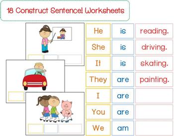 Construct 3 Words Sentences Eg He Is Driving Flashcards Games Cut And Paste