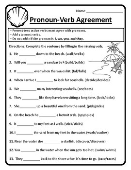 Pronoun-Verb Agreement Worksheet Pronoun Verb Agreement Practice