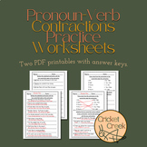 Pronoun-Verb Contractions practice PDF Worksheets