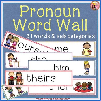 Preview of Pronouns Word Wall - Illustrated