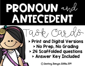 Preview of Distance Learning: Pronoun and Antecedent Agreement Task Cards