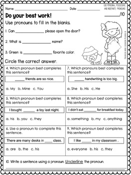 Pronouns - 1st Grade by Frogs Fairies and Lesson Plans | TpT