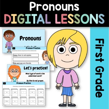 Preview of Pronouns 1st Grade Interactive Google Slides | Daily Grammar Practice