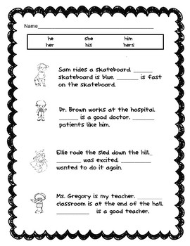 Pronouns 6 Worksheets To Help Eliminate Pronoun Reversals He She His Her