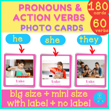 Preview of Pronouns & Action Verbs Photo Cards  - REAL PICTURES