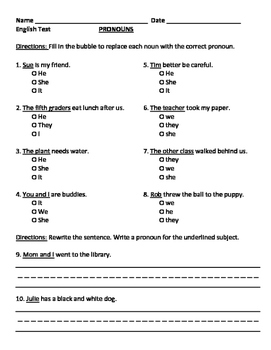 Pronouns Assessment by For The Love of First Grade | TPT