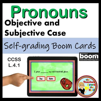 Preview of Pronouns BOOM Cards Objective or Subjective Digital ELAR Pronoun Activity