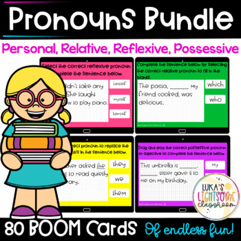 Preview of Pronouns Boom Cards Bundle of Personal, Relative, Reflexive, Possessive Pronouns