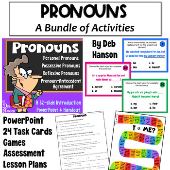 Preview of Pronouns Bundle: Worksheets, Task Cards, PowerPoint, Games