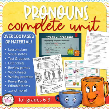 Preview of Pronouns Complete No Prep Printable Grammar Unit Bundle CCSS Aligned Grades 6-9