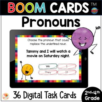 Preview of Pronouns BOOM CARDS™ Task Cards and Anchor Charts | Digital Resource