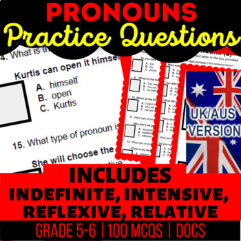 Preview of Pronouns Fillables Pack: Indefinite, Intensive, Reflexive UK/AUS Spelling