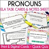 Pronouns, Subject Object Possessive ELA Task Cards Print a