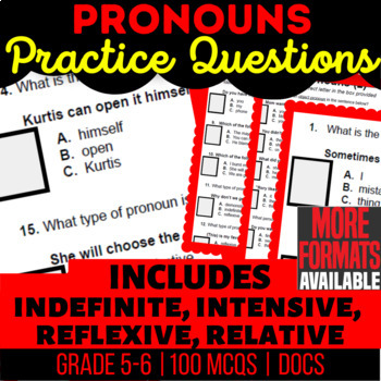 Preview of Pronouns Google Docs Worksheets Indefinite Intensive Reflexive Digital Resources