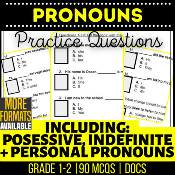 Preview of Pronouns Google Docs Worksheets | Personal Possessive Indefinite | Grade K 1 2