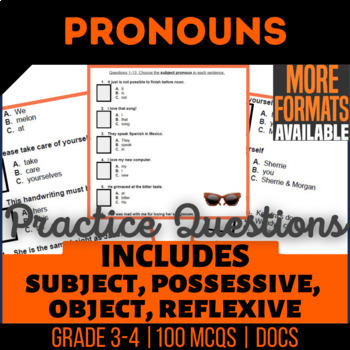 Preview of Pronouns Google Docs Worksheets | Subject Possessive Object Reflexive Grade 3-4