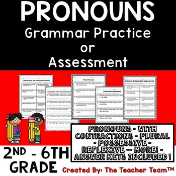 Preview of Pronouns Grammar Practice or Assessment Worksheets | Printable