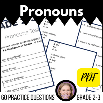 Preview of Pronouns Grammar Worksheets Various Questions for 2nd and 3rd Grade