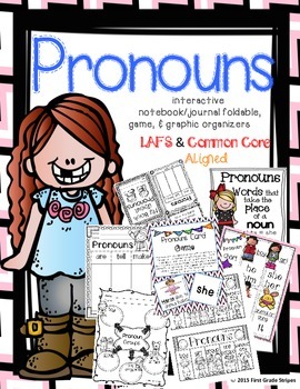 Preview of Pronouns Graphic Organizers with Anchor Chart Poster/Sign, Foldable, & Game
