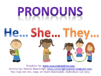 Preview of Pronouns: He, She, They