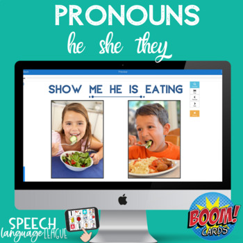 Preview of Pronouns | He | She | They | Boom Cards | Speech Therapy
