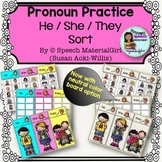 Speech Therapy Pronouns He She They Sorting Activity Board