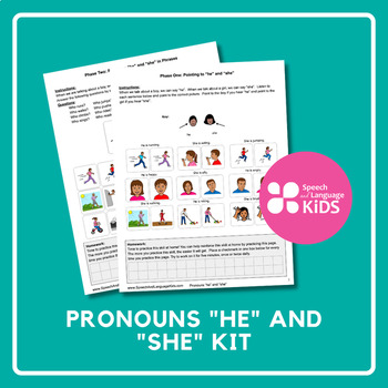 Preview of Pronouns "He" and "She" Kit | From Receptive ID to Conversation Level (No Prep!)