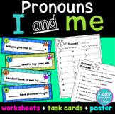 Pronouns I and me worksheets and Task Cards