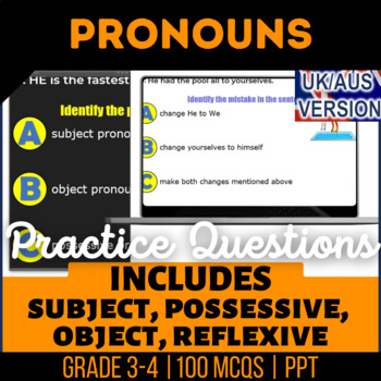 Preview of Pronouns Interactive Review: Subject Possessive Object Reflexive UK/AUS Spelling