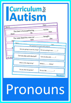 Pronouns Grammar Worksheets Autism Special Education ESL | TpT