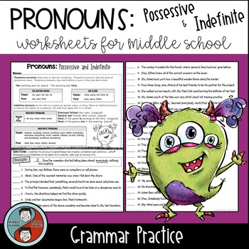 Preview of Pronouns: Possessive and Indefinite - Grammar Worksheets