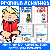 Pronoun Activities - No Prep Worksheets, Posters, and Task Cards