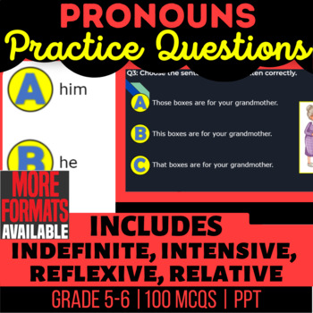 Preview of Pronouns PowerPoints Indefinite Intensive Reflexive Relative Interrogative Tests