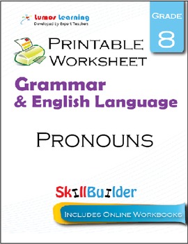 Preview of Pronouns Printable Worksheet, Grade 8