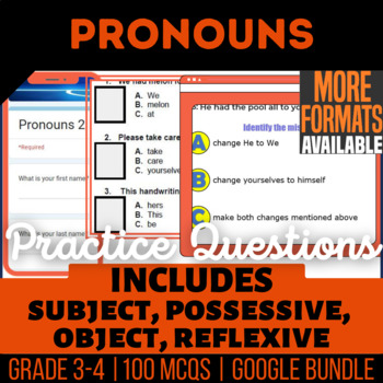 Preview of Pronouns Review Worksheets Slides Forms | Subject Possessive Object Reflexive