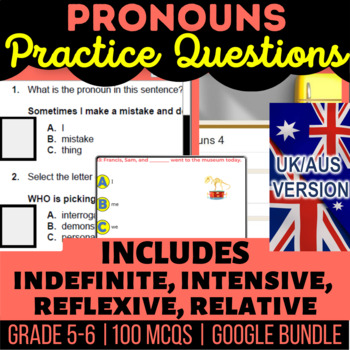 Preview of Pronouns Review Fillables, Presentations, Self-Grading Forms UK/AUS English