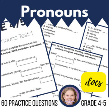 Preview of Pronouns Review Worksheets Reflexive and Indefinite for 4th and 5th Grade 