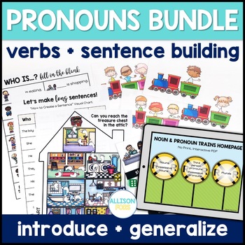 Preview of Pronouns, Verbs, and Sentence Building Speech Therapy BUNDLE