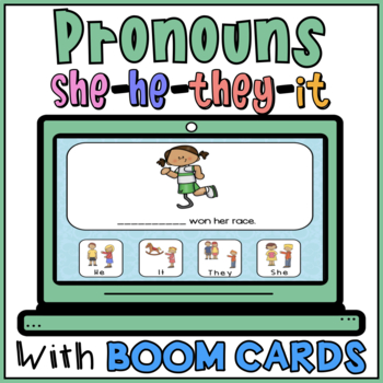 Preview of Pronouns She He They It Fill In The Blank BOOM Cards