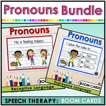 Preview of Pronouns Speech Therapy | Expressive and Receptive Language | Boom Cards