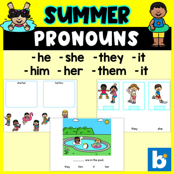 Preview of Pronouns Speech Therapy Summer Activities Boom Cards