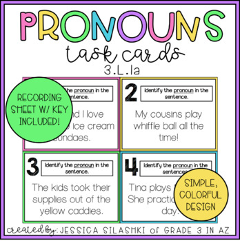 Pronoun Task Cards by Pencils Books and Curls