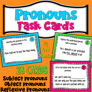 Preview of Pronouns Task Cards: Subject, Object, and Reflexive Pronouns for 2nd & 3rd Grade