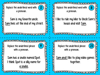 Pronoun Task Cards by Pencils Books and Curls