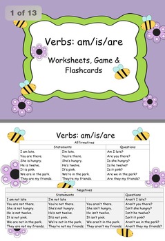 Pronouns & Verbs Am/Is/Are Grammar Worksheets, Game ...