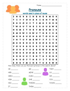 Preview of Pronouns Word Search