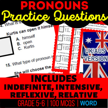 Preview of Pronouns Workbook: Indefinite, Intensive, Reflexive, Relative UK/AUS English