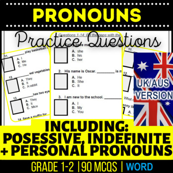 Preview of Pronouns Workbooks: Personal Possessive Indefinite for Year 2-3 UK/AUS English