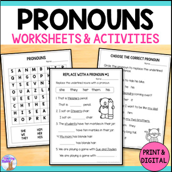 pronouns worksheets print digital by the teaching rabbit tpt