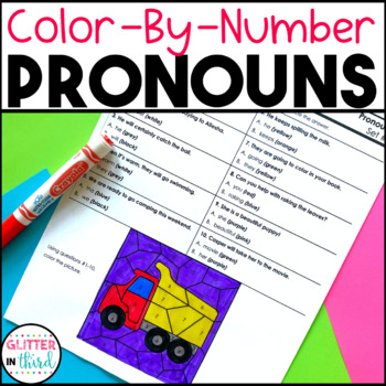 Preview of Pronouns Worksheets Grammar Activities Color By Number